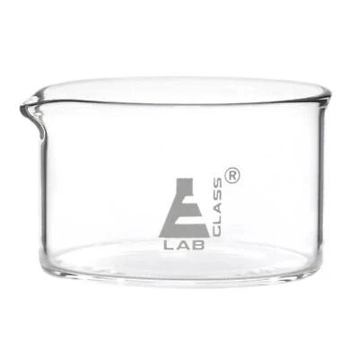 Crystallizing Dish, 40ml - Flat Base, Spout - Borosilicate Glass - Eisco Labs