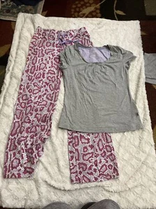 Nick & Nora Pajamas PJ Set Womens Size S Small Gray Pink - Picture 1 of 12