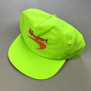 Vintage Newport Hat Cap Snapback Neon Yellow Logo Cigarettes Tobacco Skater 90s - Picture 1 of 8