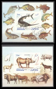 Oman 1972-Fish & Wild Animals 2 M/S -CTO-B81 - Picture 1 of 1