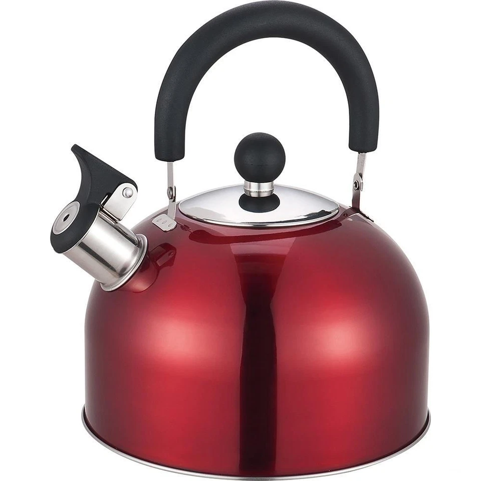 Prima 2.5L Stainless Steel Whistling Kettle - Red