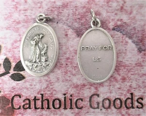 Saint  Francis of Assisi / Pray for Us - Italian Silver tone Ox 1" Medal 0128 - Picture 1 of 3