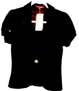 Mexx Ladies Crushed Black Velvet Short Sleeve Jacket Size XL To Fit 12 BNWTs - Picture 1 of 9