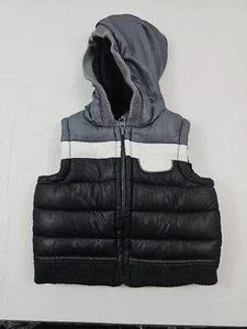 Old Navy 0-3 Puffer Vest Hooded Gray - Picture 1 of 5