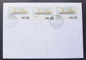 [SJ] Spain ESPANA Sailing Ship 2002 Transport ATM (Frama Label Machine stamp FDC - Picture 1 of 5