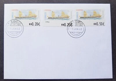 [SJ] Spain ESPANA Sailing Ship 2002 Transport ATM (Frama Label Machine stamp FDC - Image 1 of 4