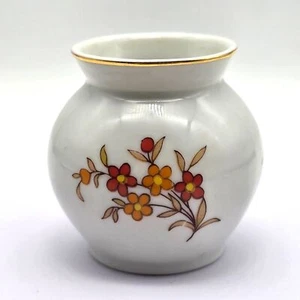 Miniatur Leart Porzellan Vase hervorragende Details 2" hoch dreiseitig gold vergoldet Ri - Bild 1 von 7