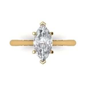1.5ct Marquise Engagement Promise Wedding Statement Bridal Ring 14k Yellow gold - Picture 1 of 11