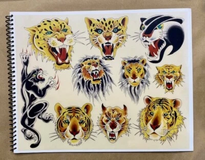 Lote de 10 hojas de arte flash tatuaje tradicional americano vintage Cliff Raven Foto 1 de 4