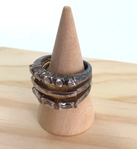 NT Silver Stacked Ring - Clear Stones - Size N - 925 - 9.76g - Picture 1 of 24