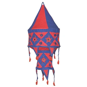 Pantalla lámpara India azul rojo 60cm algodón deco patchwork iluminar oriental - Imagen 1 de 1