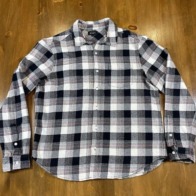 AG Adriano Goldschmied Flannel Button-Up Shirt Men’s Size Large Black White Red - Image 1 of 4