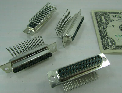 Lote 4 conectores de soldadura D-Sub hembra 90 grados cañón ITT DB-25S-1A0N-A191-A197 Foto 1 de 4