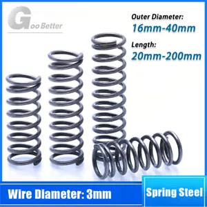 Black Compression Spring Y-Type Pressure Springs Wire Dia 3mm Spring Steel - Picture 1 of 7