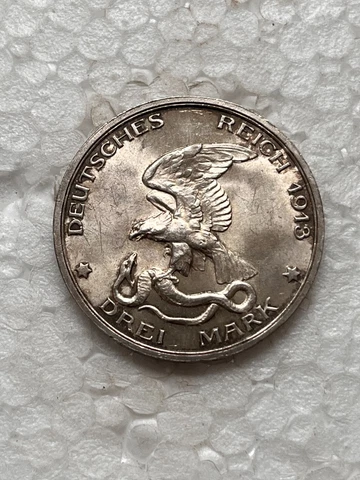 German 1913 Drei 3 Mark Silver coin, Declaration of war against Napoleon Cover