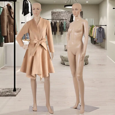 PIKAQTOP Female Mannequin Full Body PP Realistic Display Head Turns Dress Form with Base