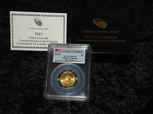PCGS MS70  FIRST STRIKE 2013 Five Star Generals Uncirculated $5 gold coin (SG2) - Picture 1 of 1