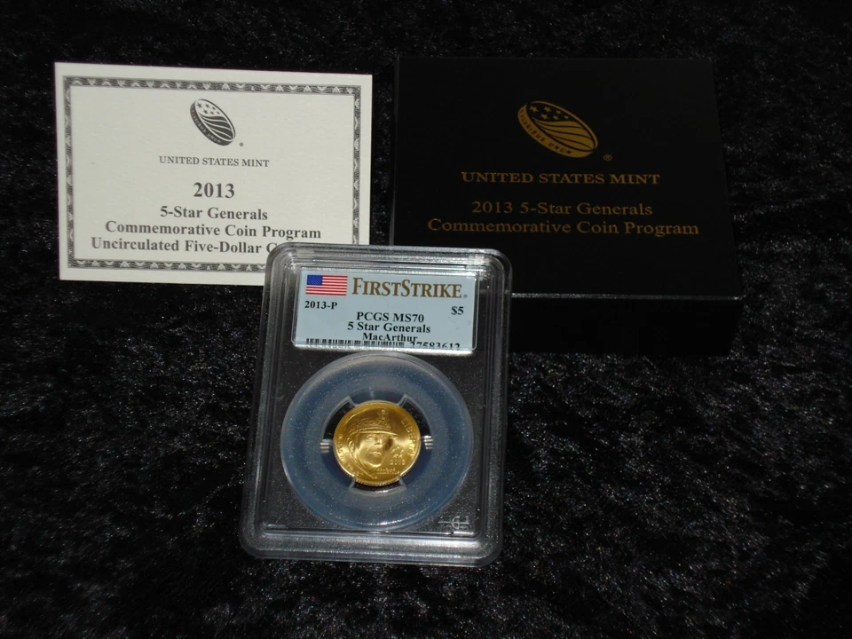 PCGS MS70  FIRST STRIKE 2013 Five Star Generals Uncirculated $5 gold coin (SG2) - Image 1 of 1
