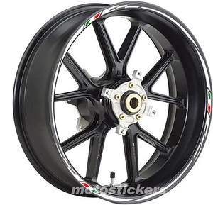 Adesivi cerchi tuning con tricolore per Benelli TNT 899 - stickers wheels - Foto 1 di 1