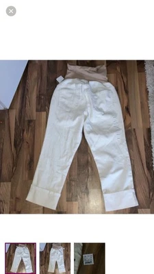 Pantalones de mezclilla recortados con puños crema maternidad maternidad talla M nuevos con etiquetas Foto 1 de 3
