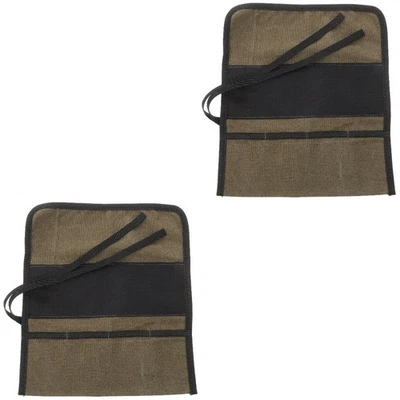  2 PCS Tool Roll Organizer Drawing Bag Canvas Waxed with Zipper Motorcycle - Image 1 of 4