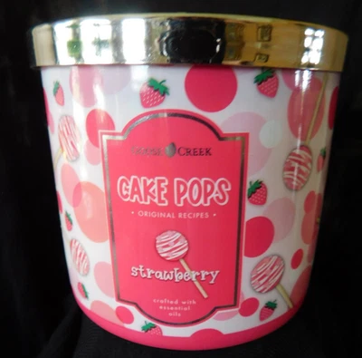 Goose Creek Candle Cake Pops Morango 14,5 oz Novo 3 WICK VELA GRANDE Novo - Imagem 1 de 2