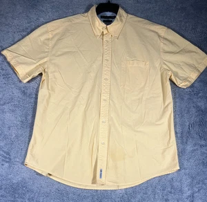 Tommy Hilfiger 80's 2 Ply Fabric SS Button Up Shirt Men's XL Yellow/White Check - Picture 1 of 20