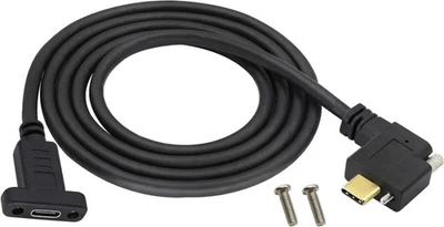USB C 3.1 Panel Mount Extension Cable 1.8m Male to Female 10Gbps Screw - Image 1 of 4