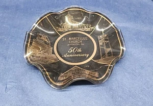 Vintage St. Marcellus Church Jefferson, PA 50th Anniversary Glass Scalloped Dish - Picture 1 of 7