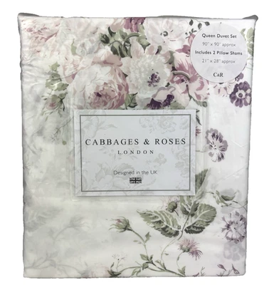 Juego de Edredón Coles y Rosas QUEEN Constance Peonía Rosa Blanco Floral FlowerCottage Foto 1 de 4