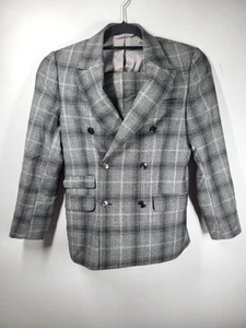 Moss London Men's Wool Check double Breast Black / White Skinny Fit 2 Piece Suit - Picture 1 of 16