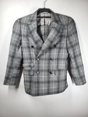 Moss London Men's Wool Check double Breast Black / White Skinny Fit 2 Piece Suit - Image 1 of 4