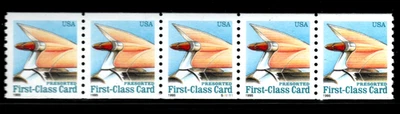 Stamp USA 15¢ Auto Tail Fin - Plate #S11111 Coil Strips of 5 MNH stamps SC#2909 - Image 1 of 2