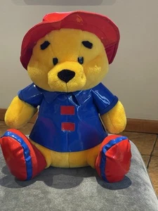 Big Yellow Bear With Blue Raincoat and Red Hat Plush 17” Winnie The Pooh 59 - Picture 1 of 9