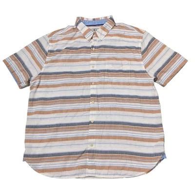 True Grit Shirt Short Sleeve Linen Cotton Blend Men's XXL Woven Baja Dobby - Imagem 1 de 4