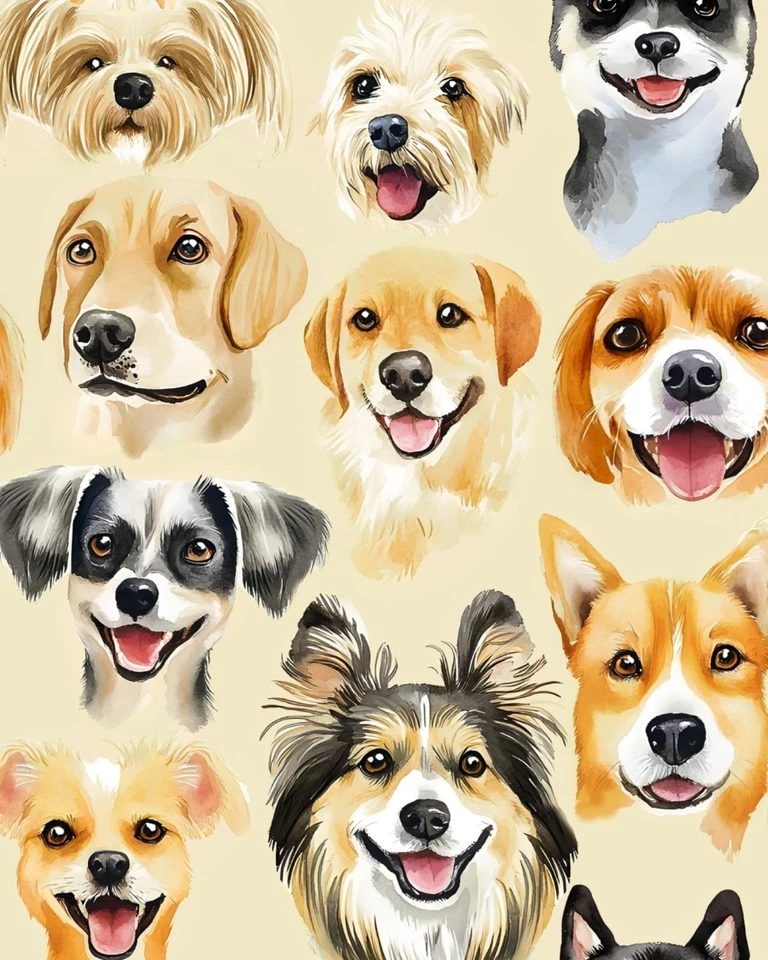 Lindo mural de pared para perros pelar y pegar papel tapiz vintage beige papel de contacto... Foto 1 de 4