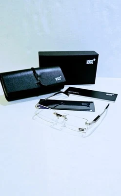 🔥🔥🔥NUEVO MONT BLANC MB0349 C2 MARCO DE GAFAS AUTÉNTICO PLATEADO 57-17 140  Foto 1 de 4