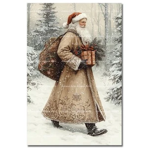 STAMPA ARTISTICA BABBO NATALE, decorazione casa natale, poster regalo fantasia vacanze invernali - Foto 1 di 2