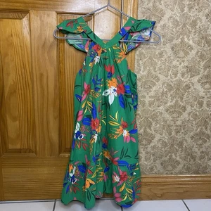 Crewcuts Girls Size 10 Tropical Print Ruffle Green Dress- NWT - Picture 1 of 5