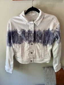 Abercrombie Kids Girl’s White & Denim Tie Dye Jean Jacket Size 11/12 - Picture 1 of 16