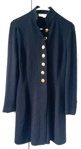 Vintage St. John Jacke Gr. S schwarz Santana Strick Goldknopf Long Cardigan Mantel - Bild 1 von 19