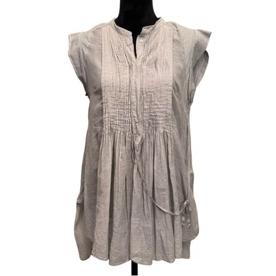 By Malene Birger Hinano Light Grey Cotton Tunic Tie Blouse EU Size 36/US Size 2 - Image 1 of 4