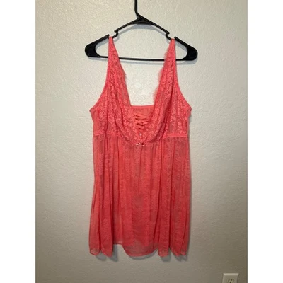 Cacique Coral Lace Babydoll Lingerie Nightie Plus Size 22/24 - Image 1 of 3