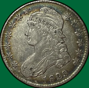1829/7 Over 7 Capped Bust Half Dollar Extremely Fine XF Coin #28637 - Picture 1 of 3