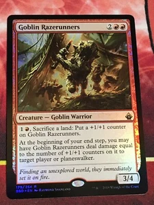 C6559 MTG MAGIC BATTLEBOND GOBLIN RAZERUNNERS #179 FOIL NM RARE - Picture 1 of 12