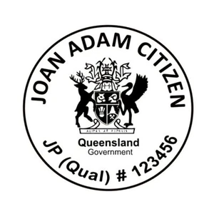 JP JUSTICE OF THE PEACE Queensland Custom Stamp Self Inking Refillabe 48mm Large - Picture 1 of 3