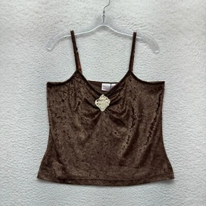 Y2K Vintage Xhilaration Camisole Top XL Brown Crushed Velvet Boho Fairy Grunge - Picture 1 of 7