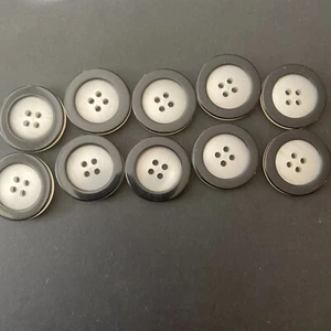 Vintage Matched Lot Buttons Plastic Faux MOP 1" Black White 4 Hole Raised Edge - Picture 1 of 4