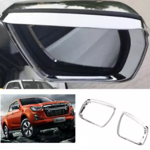 Chrome Rearview Mirror Rain Eyebrow Cover Trim For Isuzu D-Max Dmax 2021-2024 - Picture 1 of 5