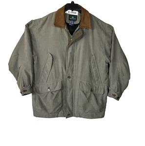 Rainforest Men Barn Chore Jacket Drawstring Leather Collar Full Zip Taupe Large - Picture 1 of 17